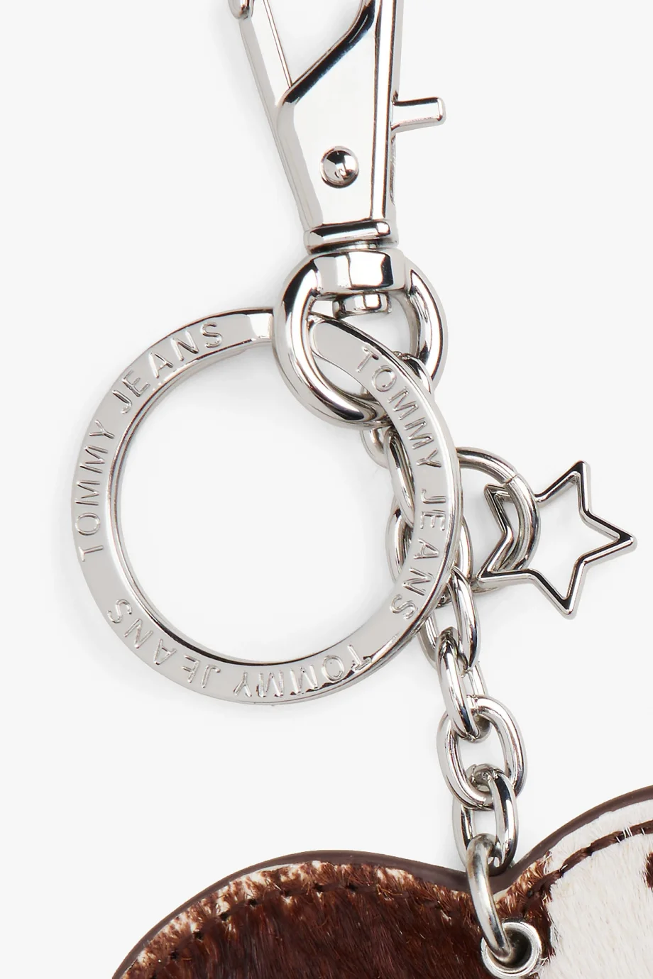 Tommy Hilfiger TJW İnek Desenli Kalp Charm Kadın Beyaz Anahtarlık AW0AW182710K6