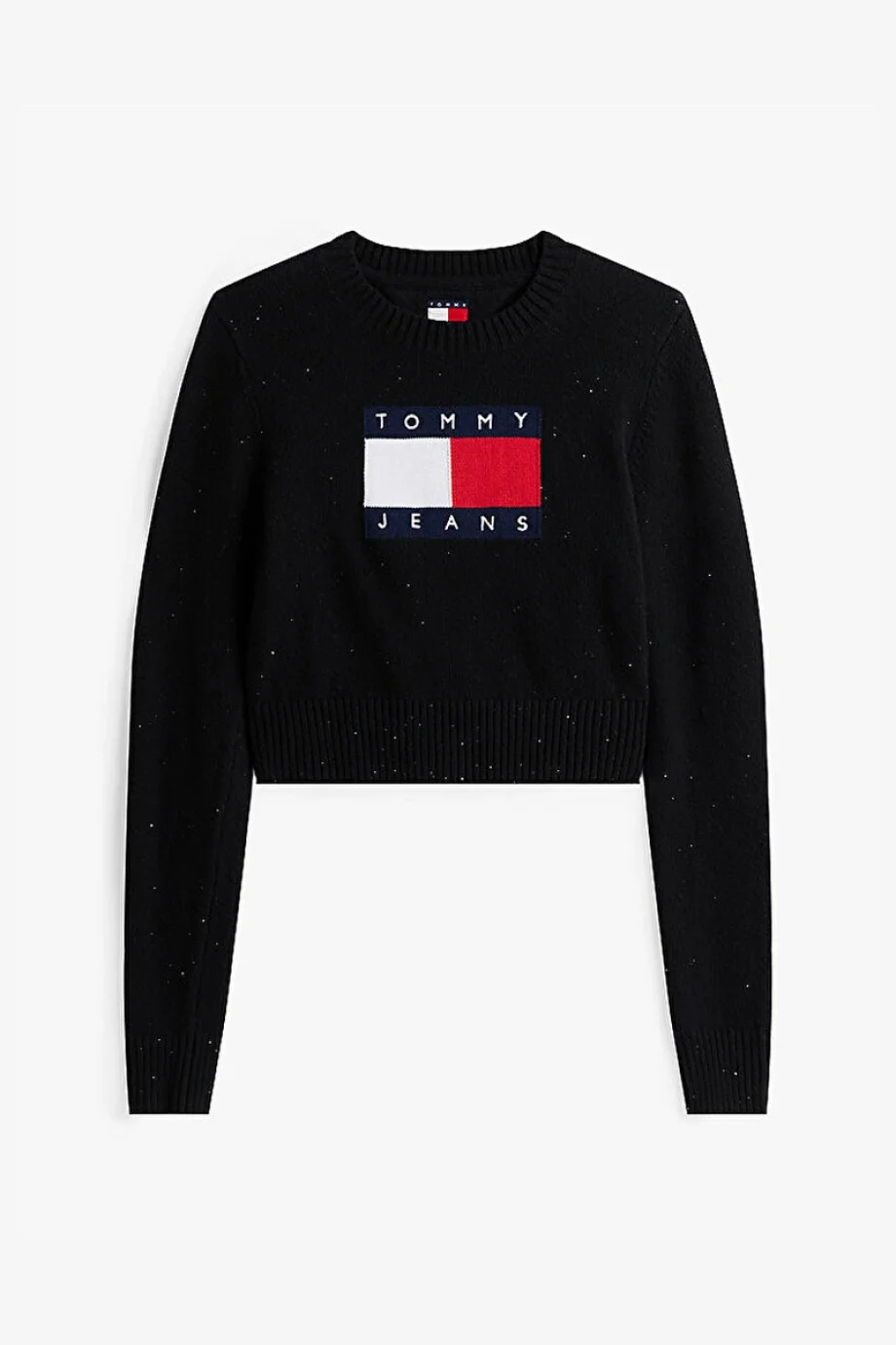 Tommy Hilfiger TJW Işıltılı Bayrak Desenli Kadın Siyah Kazak DW0DW21690BDS