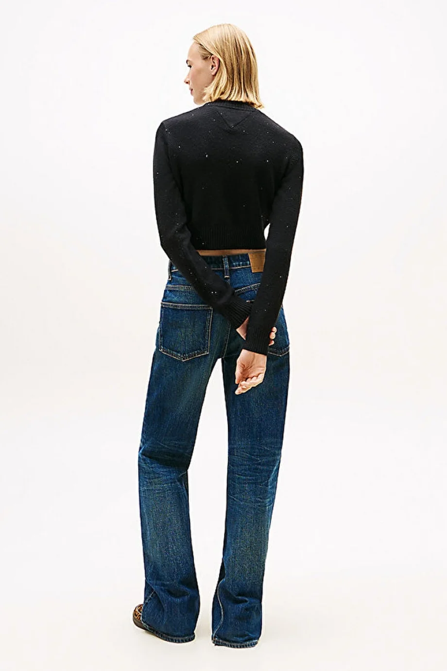 Tommy Hilfiger TJW Işıltılı Bayrak Desenli Kadın Siyah Kazak DW0DW21690BDS