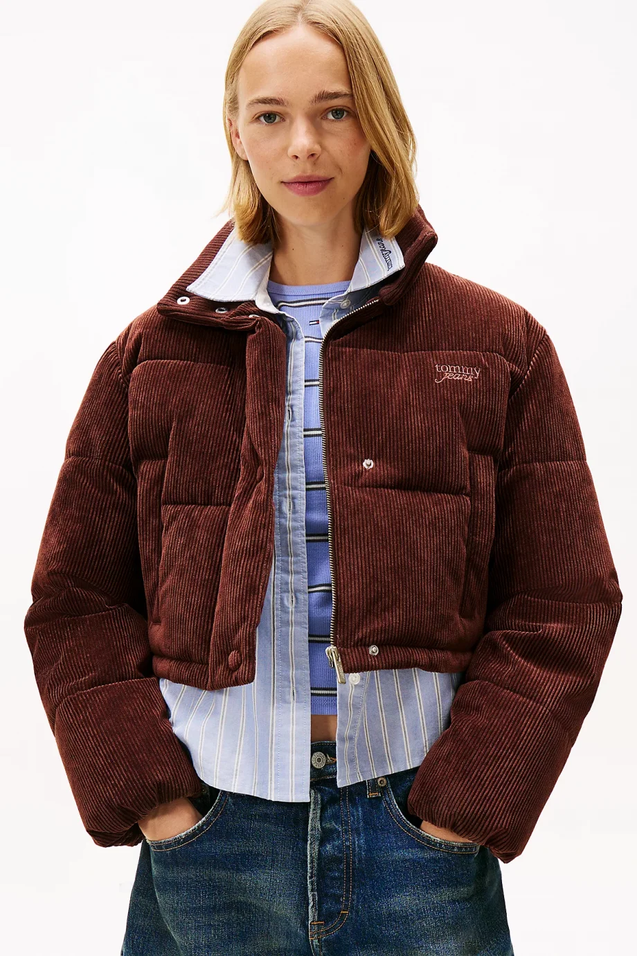 Tommy Hilfiger TJW Kadife Şişme Kadın Kahverengi  Mont  DW0DW21658GS7