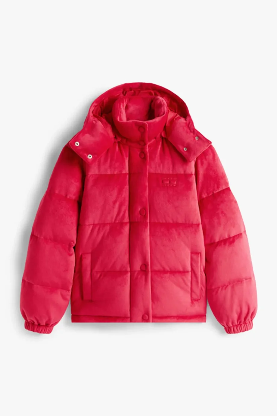 Tommy Hilfiger TJW Kapitone Kadife Şişme Kadın Kırmızı  Mont  DW0DW21668XJP