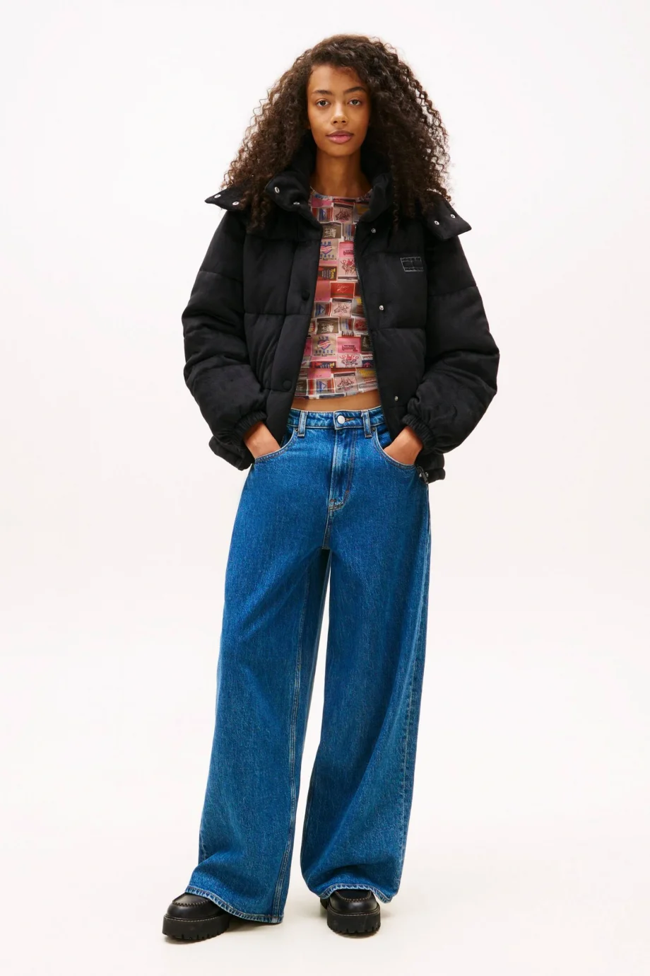 Tommy Hilfiger TJW Kapitone Kadife Şişme Kadın Siyah  Mont  DW0DW21668BDS