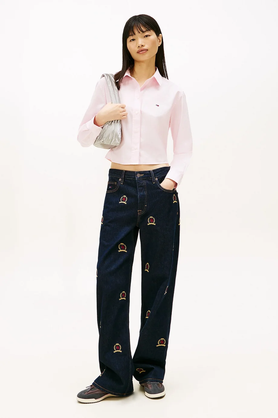 Tommy Hilfiger TJW Kısa Rahat Kesim Kadın Pembe Gömlek DW0DW22078TOG