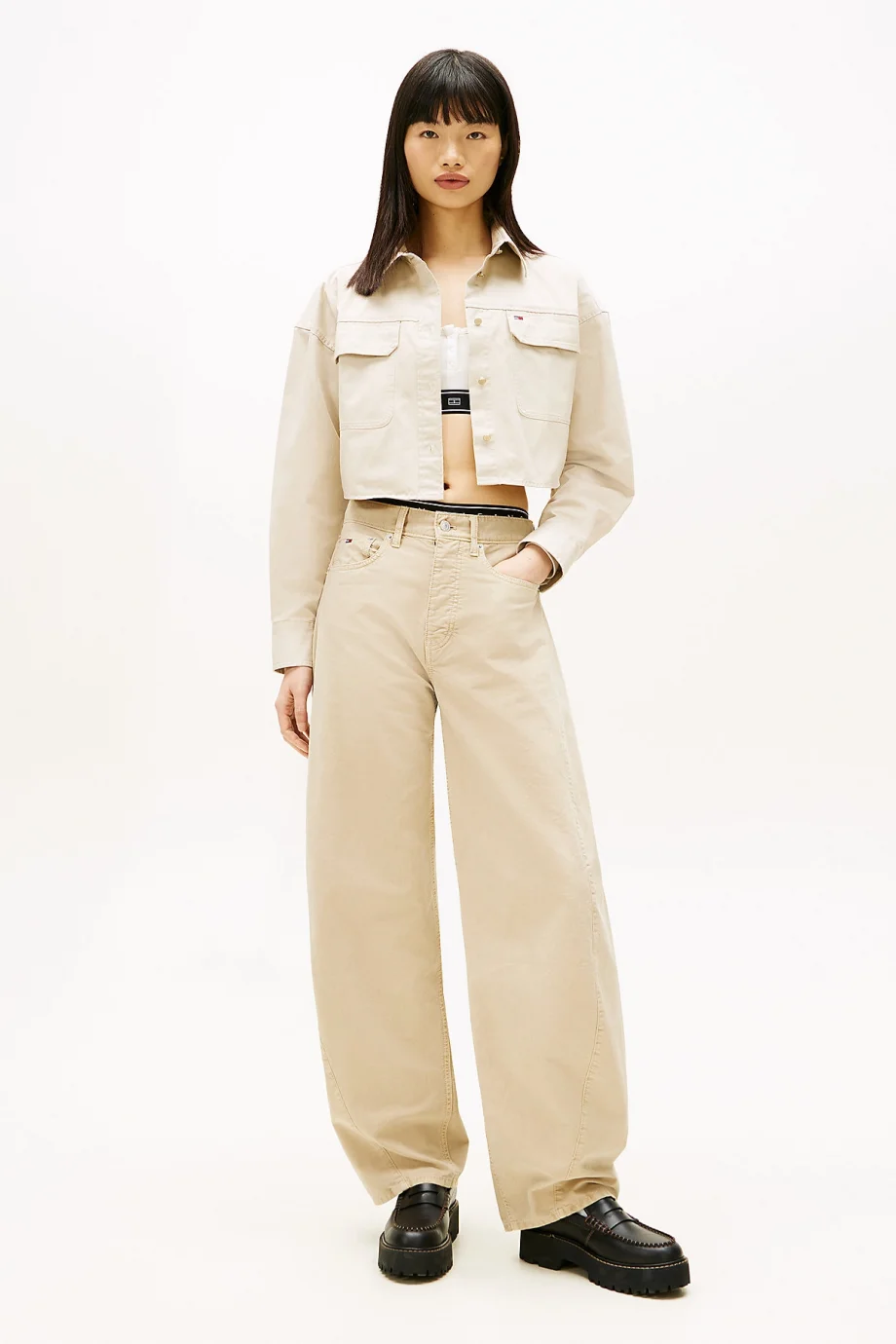 Tommy Hilfiger TJW Kısa Utility Kadın Bej Gömlek DW0DW22514ABY