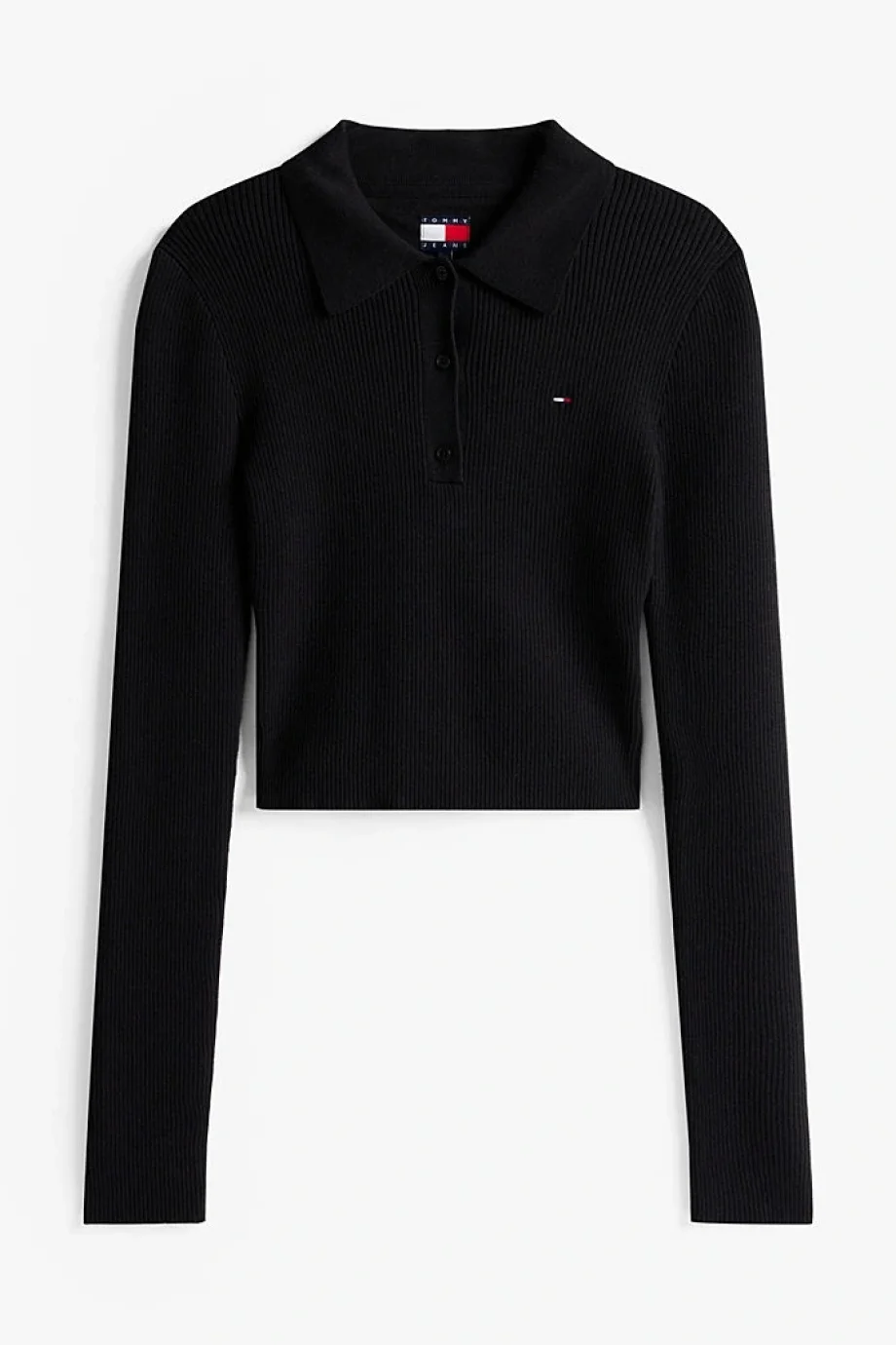 Tommy Hilfiger TJW Klasik Polo Uzun Kollu Kadın Siyah Kazak DW0DW21829BDS