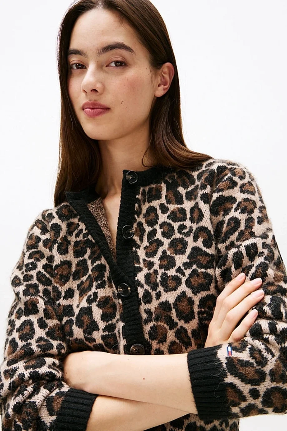 Tommy Hilfiger TJW Leopar Desenli Kadın Kahverengi  Hırka  DW0DW219680HD