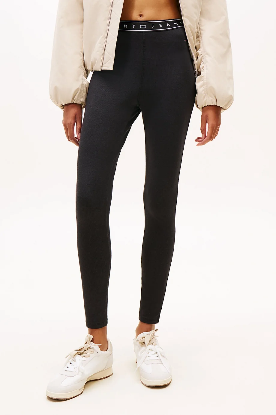 Tommy Hilfiger TJW Logolu Şerit Detaylı Kadın Siyah Tayt DW0DW22554BDS