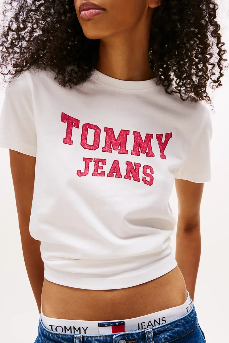 Tommy Hilfiger TJW Normal Kesim Kolej Stili Kadın Crop  DW0DW21966YBL