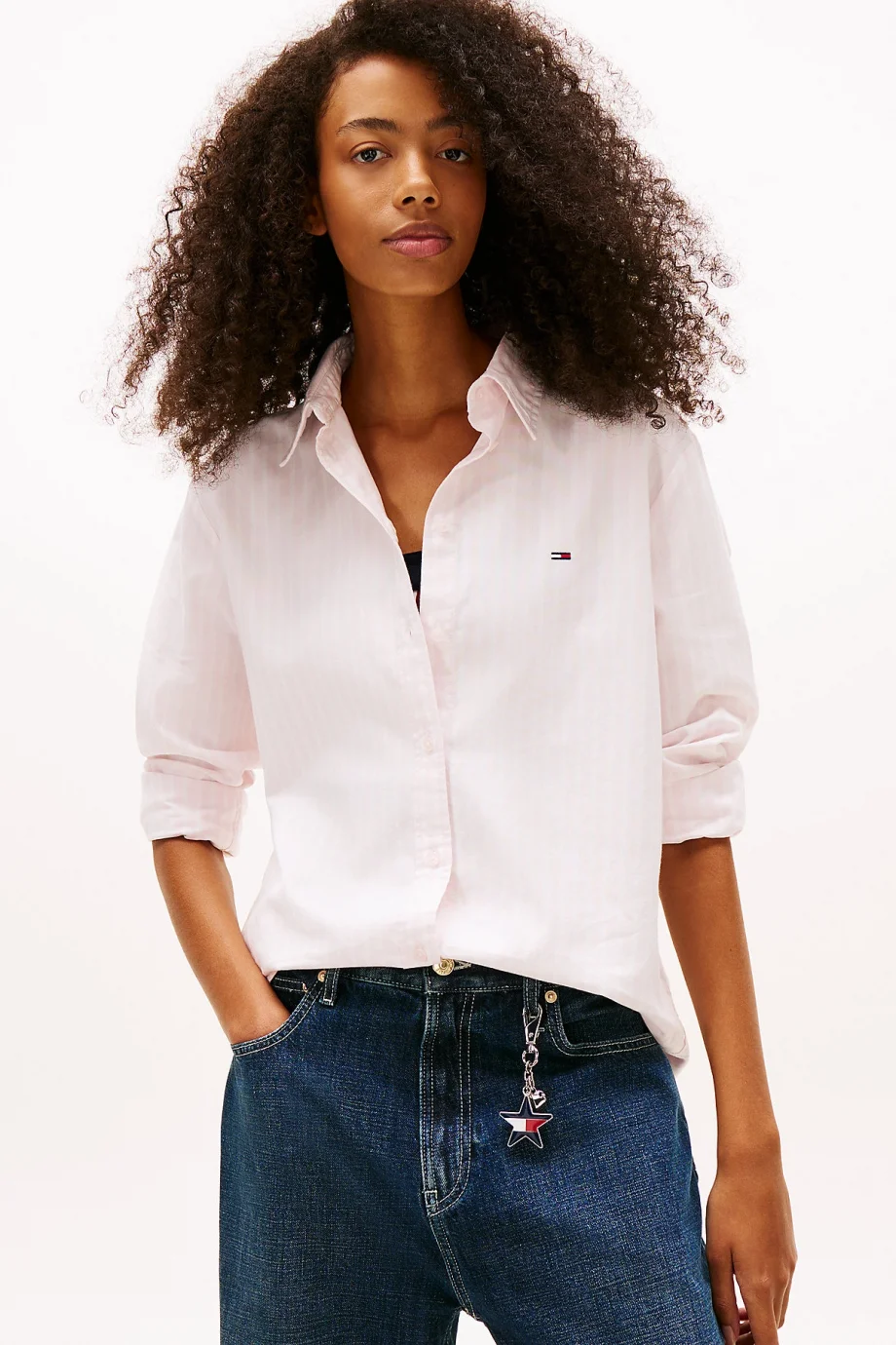 Tommy Hilfiger TJW Normal Kesim Oxford Kadın Pembe Gömlek DW0DW19890TOG