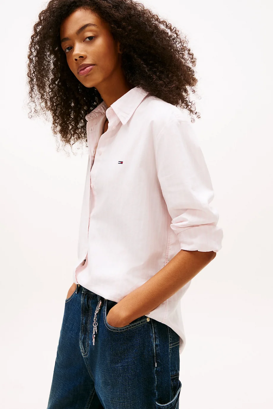 Tommy Hilfiger TJW Normal Kesim Oxford Kadın Pembe Gömlek DW0DW19890TOG