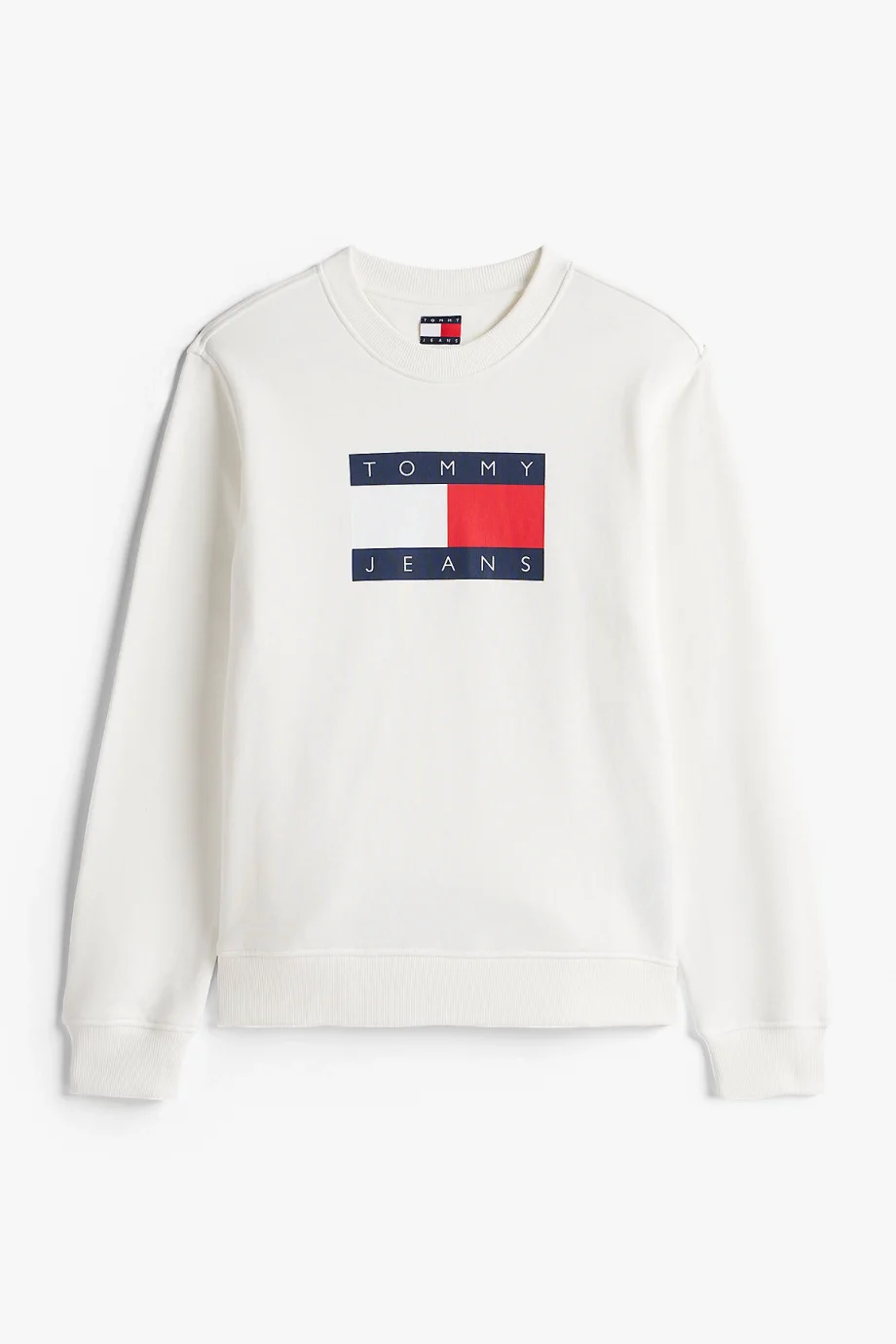 Tommy Hilfiger TJW Normal Kesim TJ Bayraklı Bisiklet Yaka Kadın Beyaz Sweatshirt DW0DW22564YBL