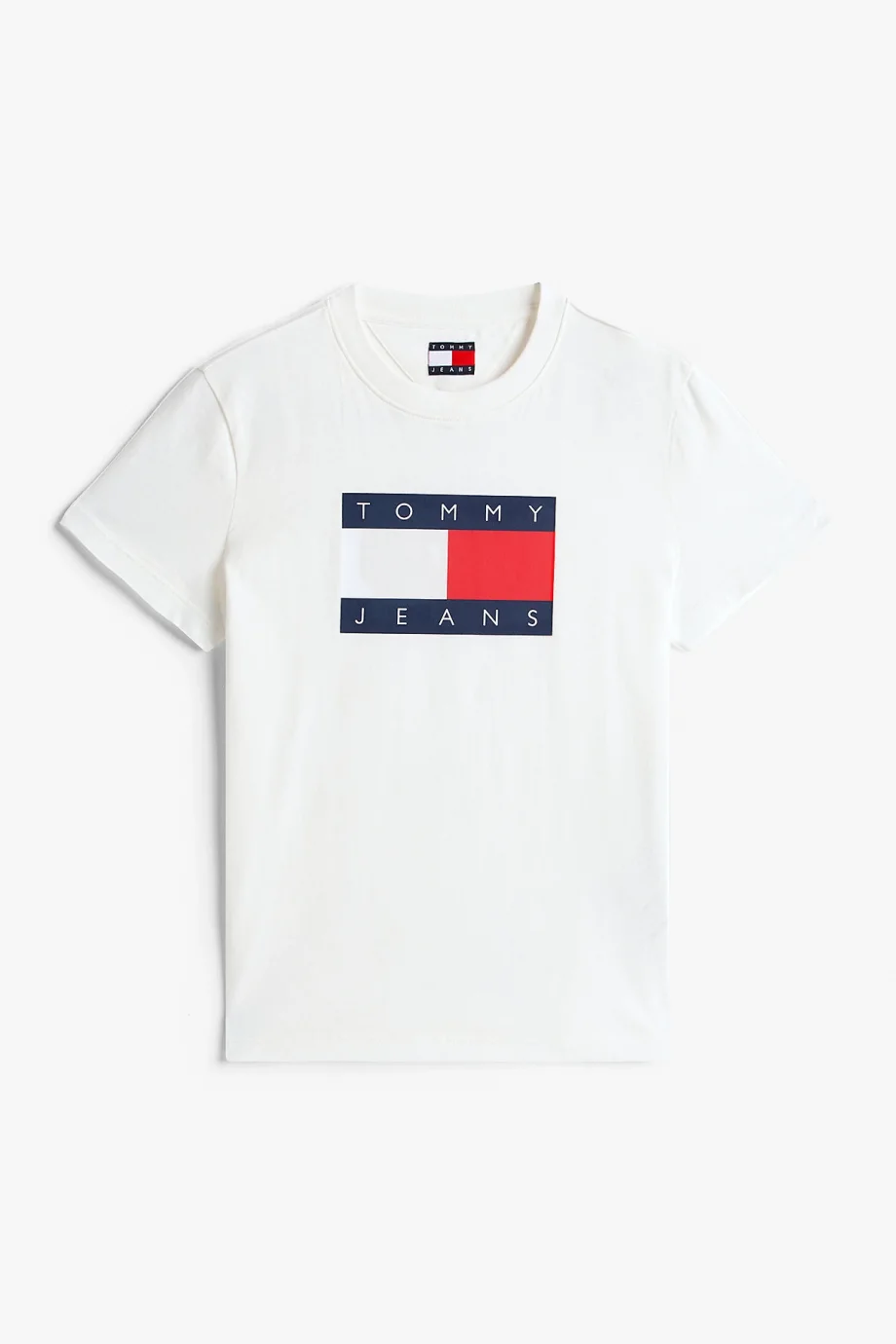 Tommy Hilfiger TJW Normal Kesim TJ Bayraklı Kısa Kollu Kadın Beyaz T-shirt DW0DW22562YBL