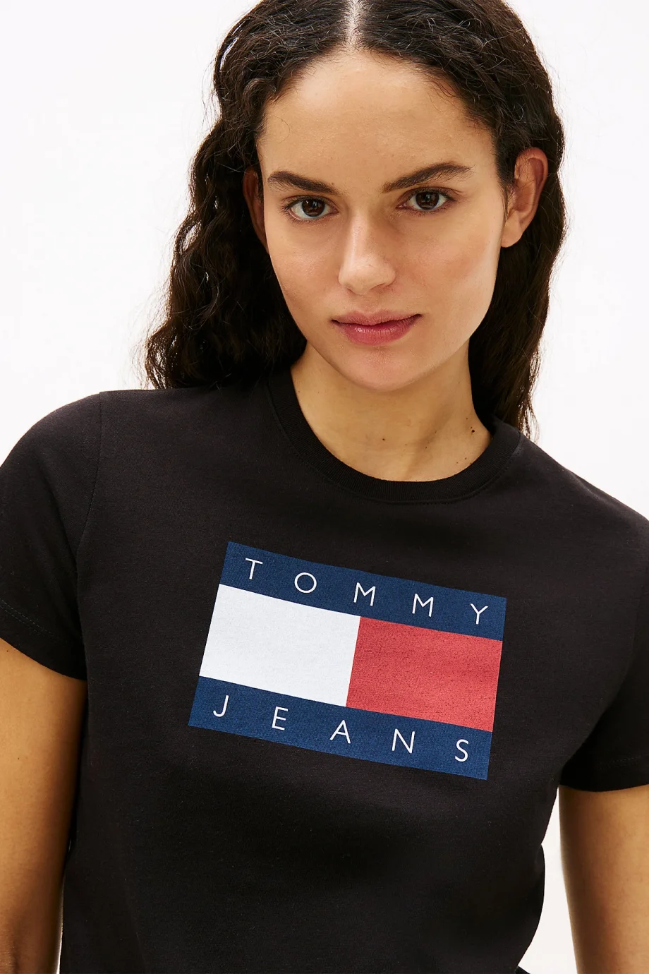 Tommy Hilfiger TJW Normal Kesim TJ Bayraklı Kısa Kollu Kadın Siyah T-shirt DW0DW22562BDS