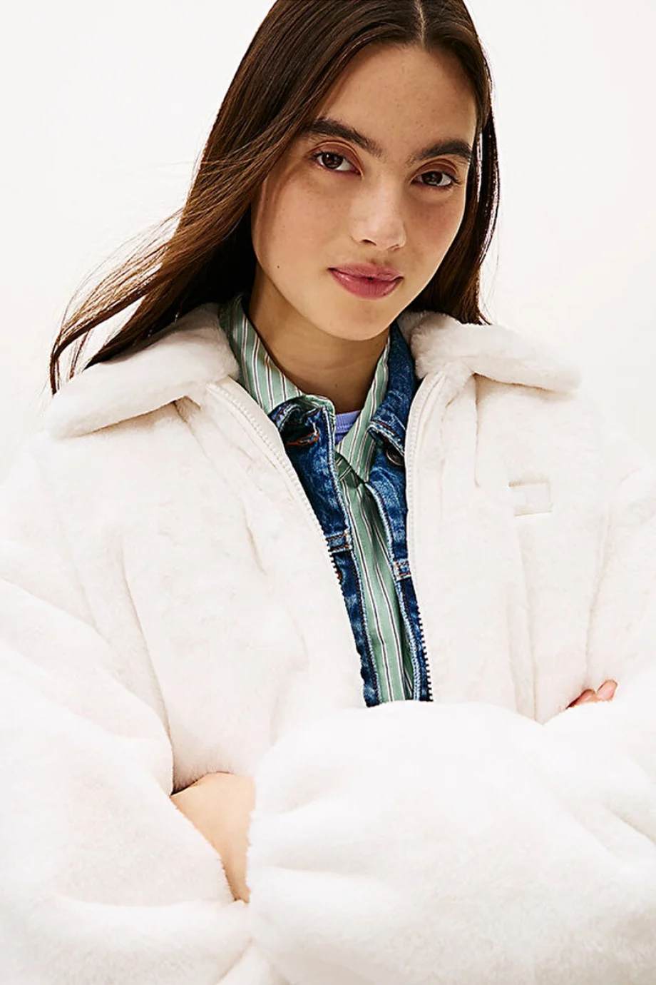 Tommy Hilfiger TJW Suni Kürk Kadın Beyaz  Mont DW0DW21669YBH