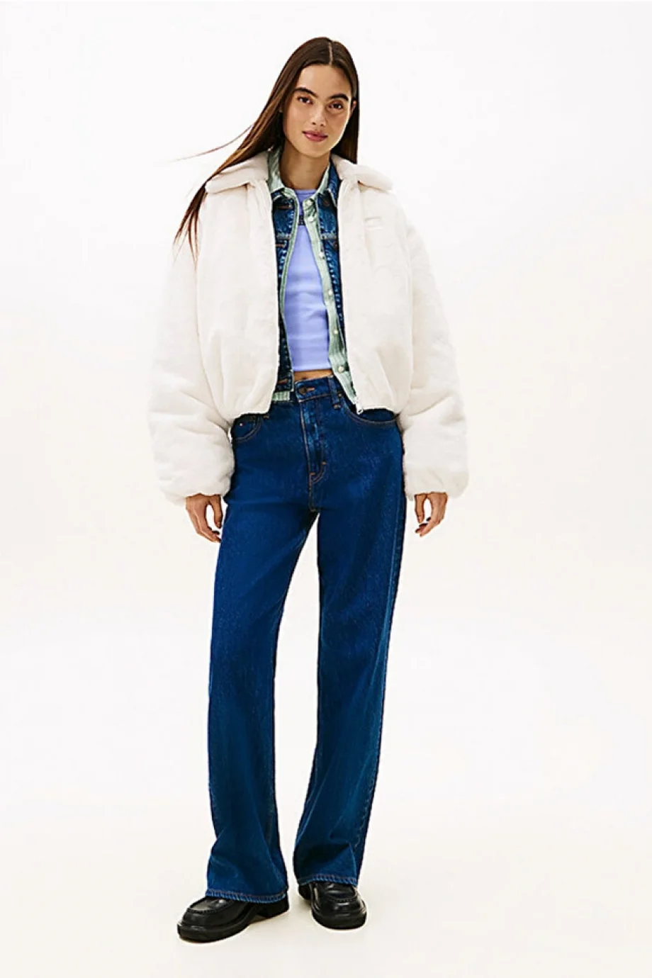 Tommy Hilfiger TJW Suni Kürk Kadın Beyaz  Mont DW0DW21669YBH