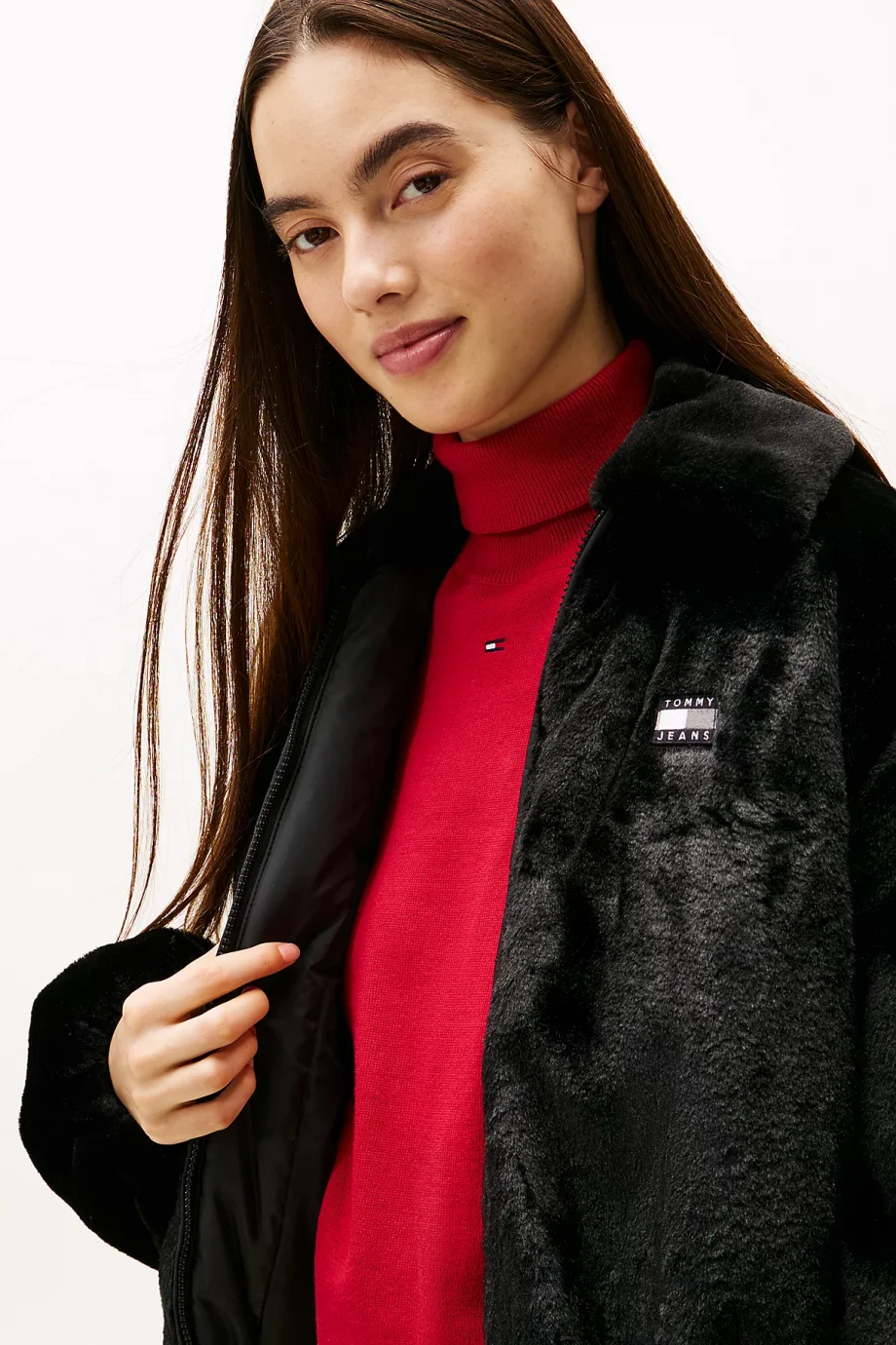 Tommy Hilfiger TJW Suni Kürk Kadın Siyah Ceket DW0DW21669BDS