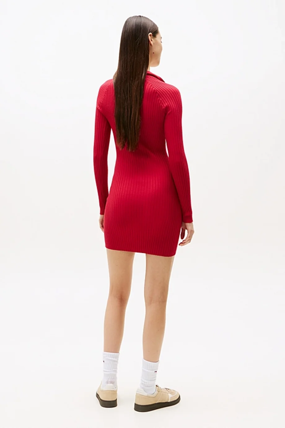 Tommy Hilfiger TJW Yakalı Armalı Kadın Kırmızı Elbise DW0DW22183XJP