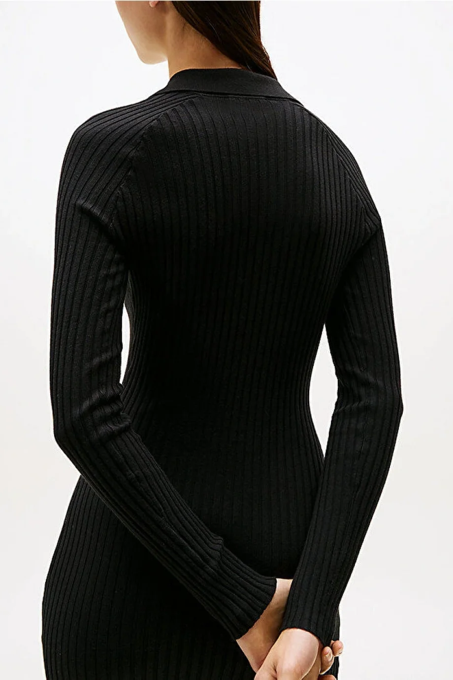 Tommy Hilfiger TJW Yakalı Armalı Kadın Siyah Elbise DW0DW22183BDS