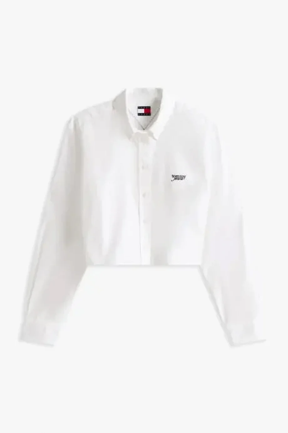 Tommy Hilfiger Kadın Çizgili Kısa Poplin Beyaz Gömlek DW0DW21400YBL