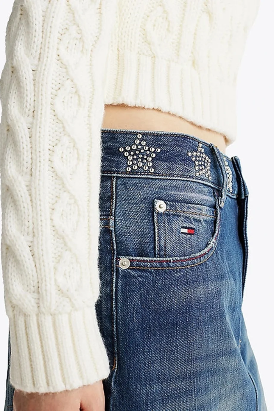 Tommy Hilfiger STUDDED DENIM MINI SKIRT AI9057 Kadın mavi Etek DW0DW198751BK