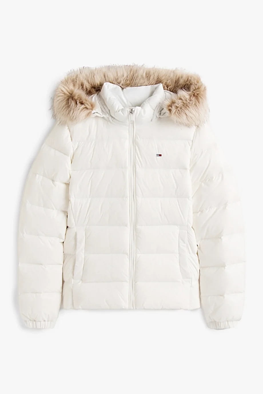 Tommy Hilfiger TJW Basic Kapüşonlu Kuş Tüyü Kadın Beyaz  Mont  DW0DW18312YBL