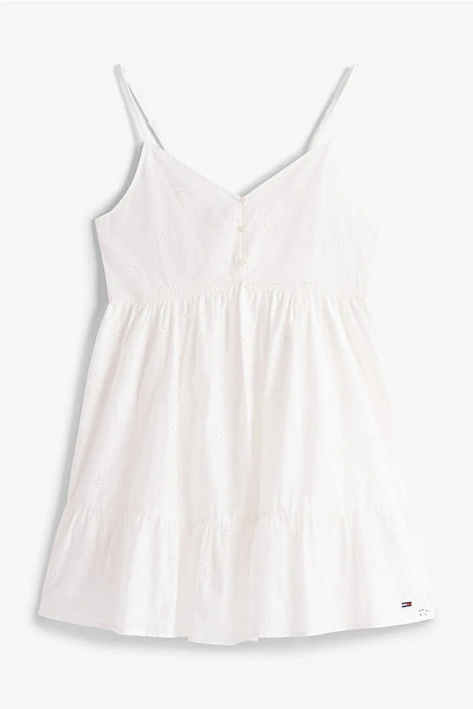 Tommy Hilfiger TJW BRODERIE ANGLAISE DRESS Kadın Beyaz Elbise DW0DW21165YBL