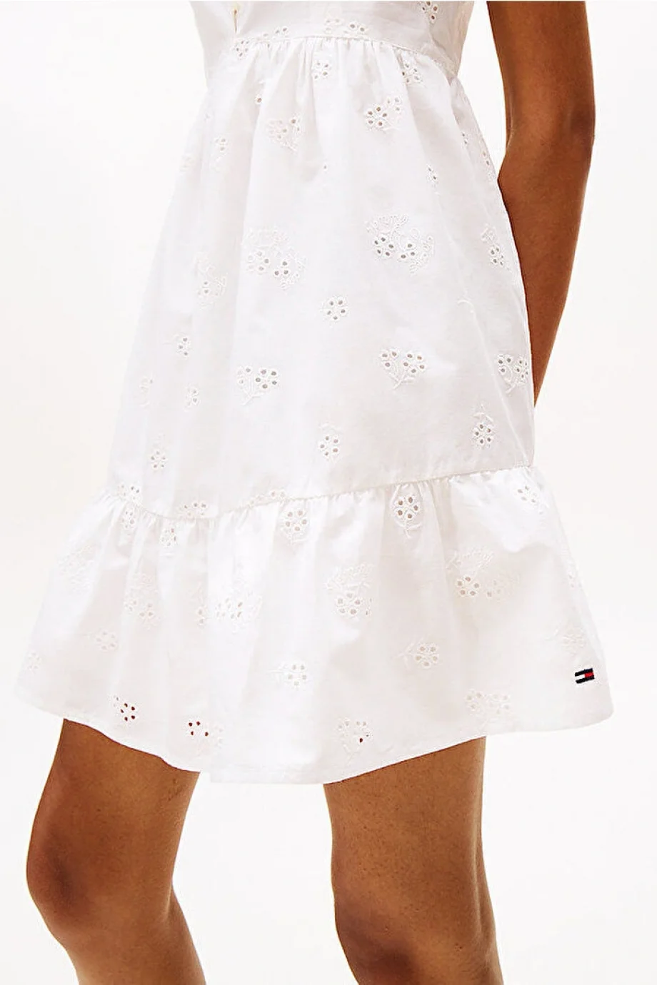 Tommy Hilfiger TJW BRODERIE ANGLAISE DRESS Kadın Beyaz Elbise DW0DW21165YBL