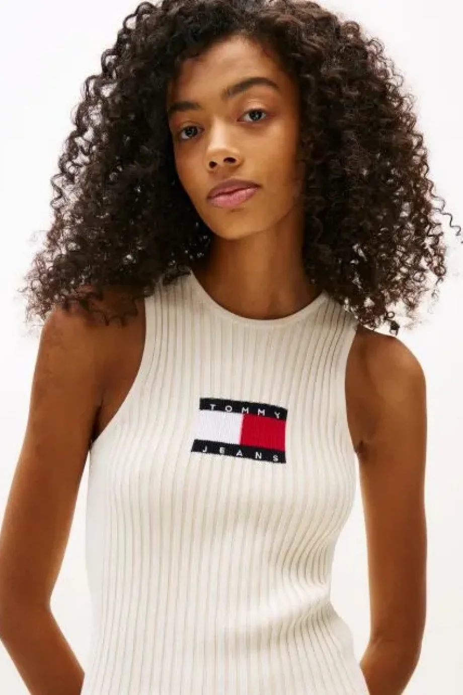 Tommy Hilfiger TJW FLAG SWEATER MINI DRESS EXT Kadın Beyaz Elbise DW0DW20877YBL