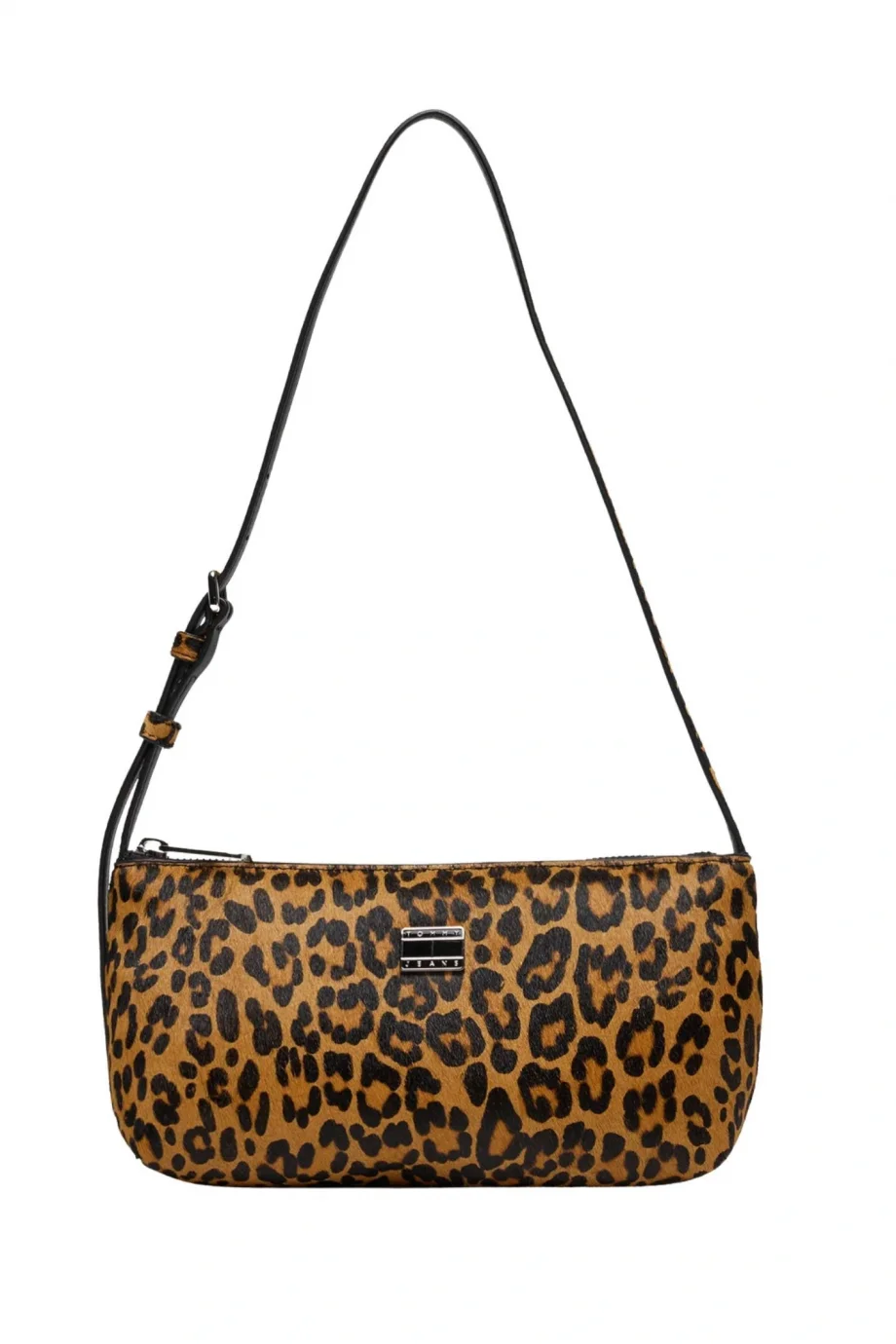Tommy Hilfiger TJW Must Leopar Desenli Omuz Kadın Siyah Omuz Çantası AW0AW1800801R