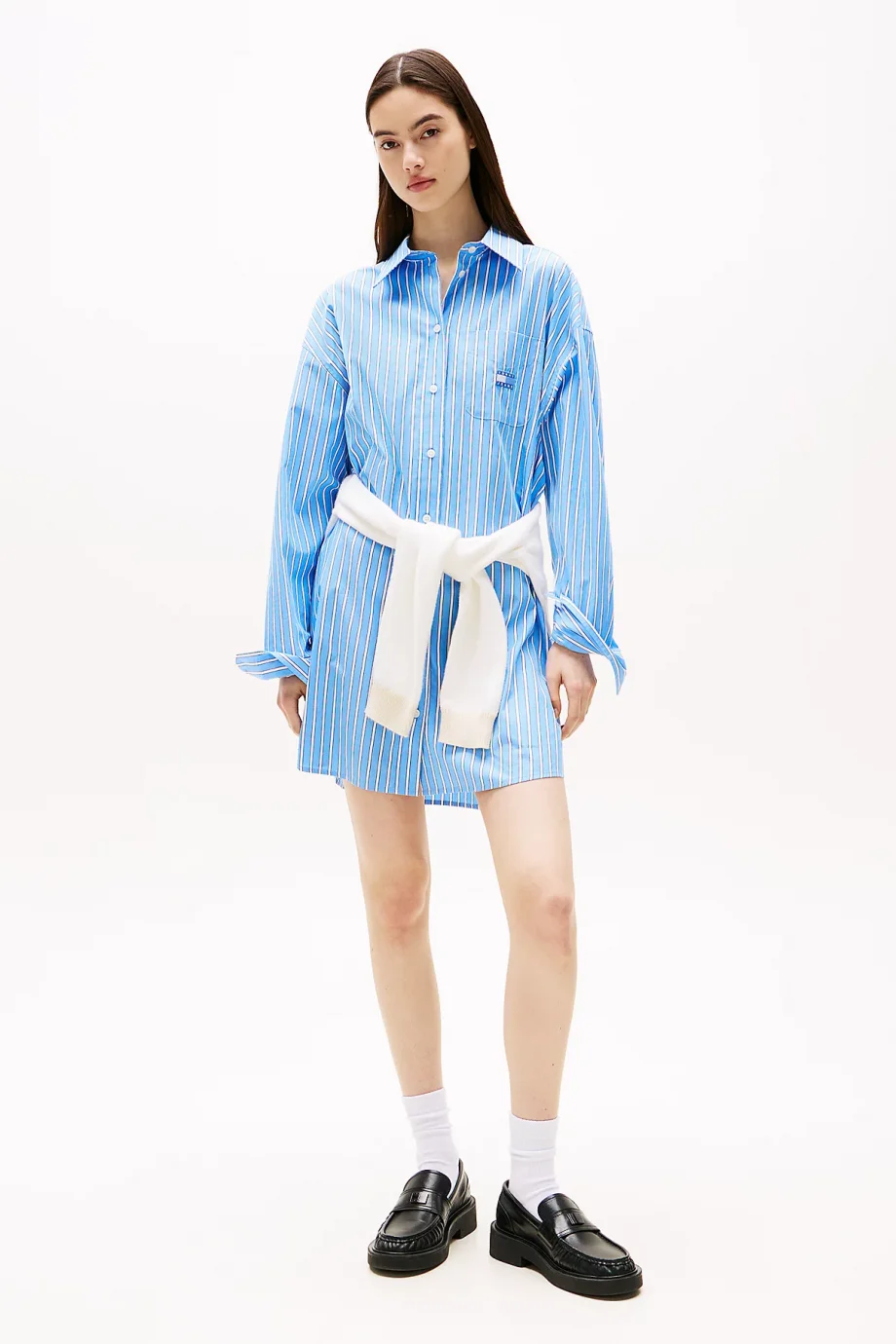 Tommy Hilfiger TJW OVS MINI SHIRT DRESS EXT Kadın Mavi Elbise DW0DW211220BB