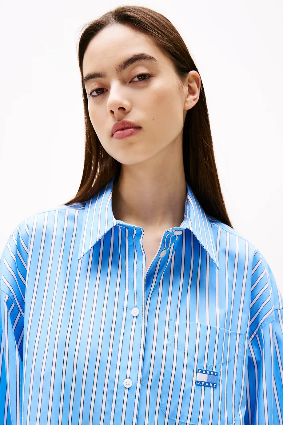 Tommy Hilfiger TJW OVS MINI SHIRT DRESS EXT Kadın Mavi Elbise DW0DW211220BB