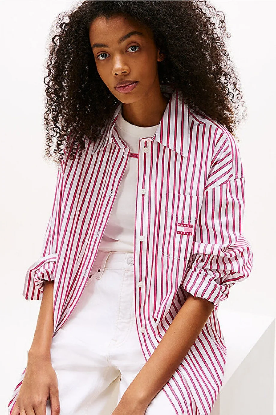 Tommy Hilfiger TJW OVS MINI SHIRT DRESS EXT Kadın Pembe Elbise DW0DW211220D5