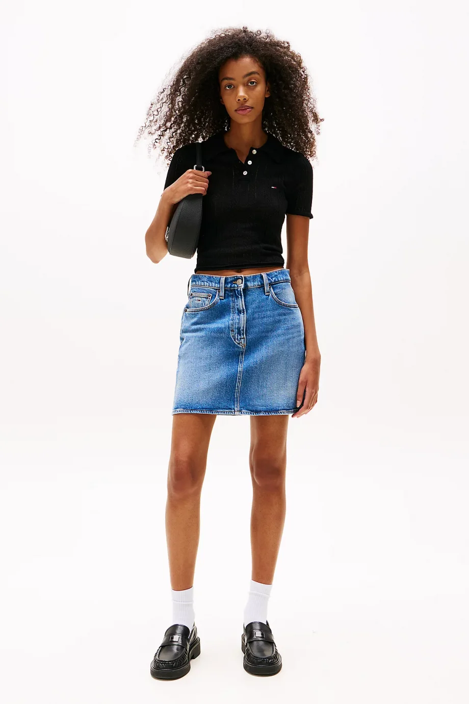 Tommy Hilfiger TJW POINTELLE POLO Kadın Siyah Kazak DW0DW20965BDS