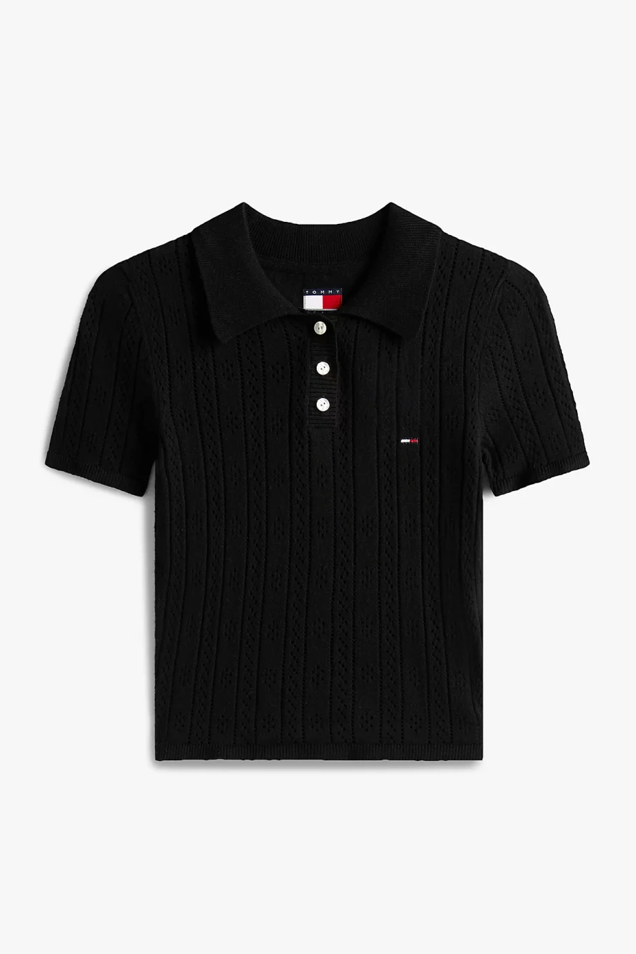 Tommy Hilfiger TJW POINTELLE POLO Kadın Siyah Kazak DW0DW20965BDS