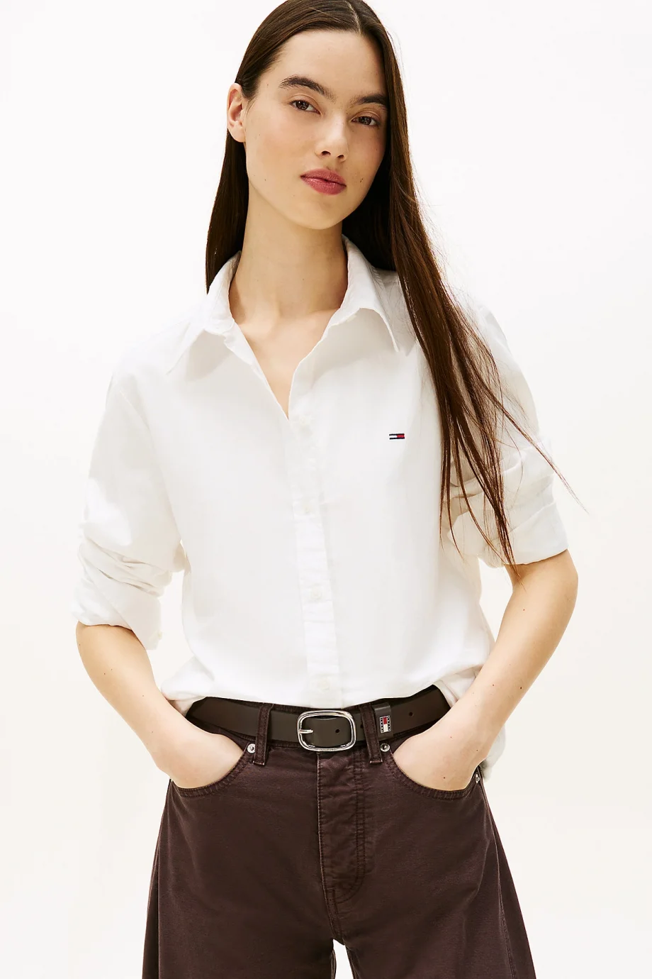 Tommy Jeans TJW REG OXFORD SHIRT Kadın beyaz Gömlek DW0DW19890YBL