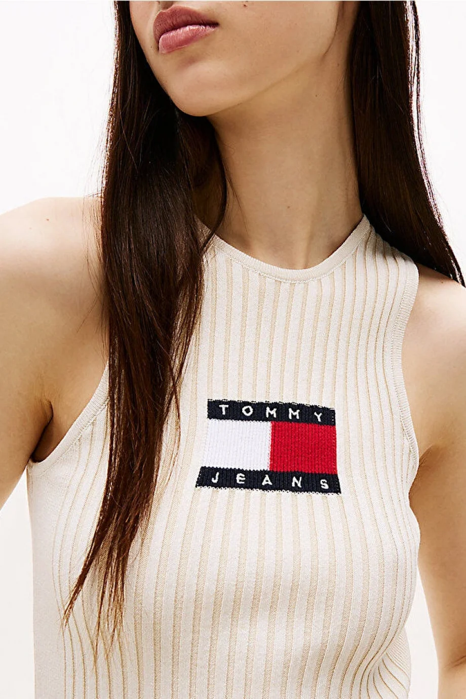 Tommy Hilfiger TJW RIB RACER TANK Kadın Beyaz Kazak DW0DW20975YBL