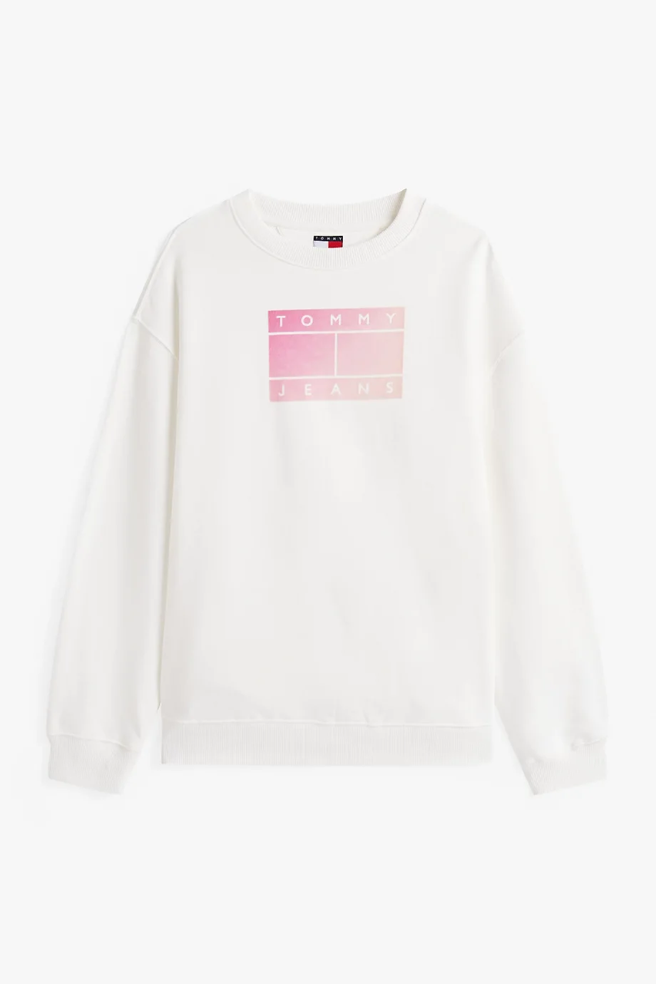 Tommy Hilfiger TJW RLX GRADIENT FLAG CREW Kadın Beyaz Sweatshirt DW0DW21396YBL