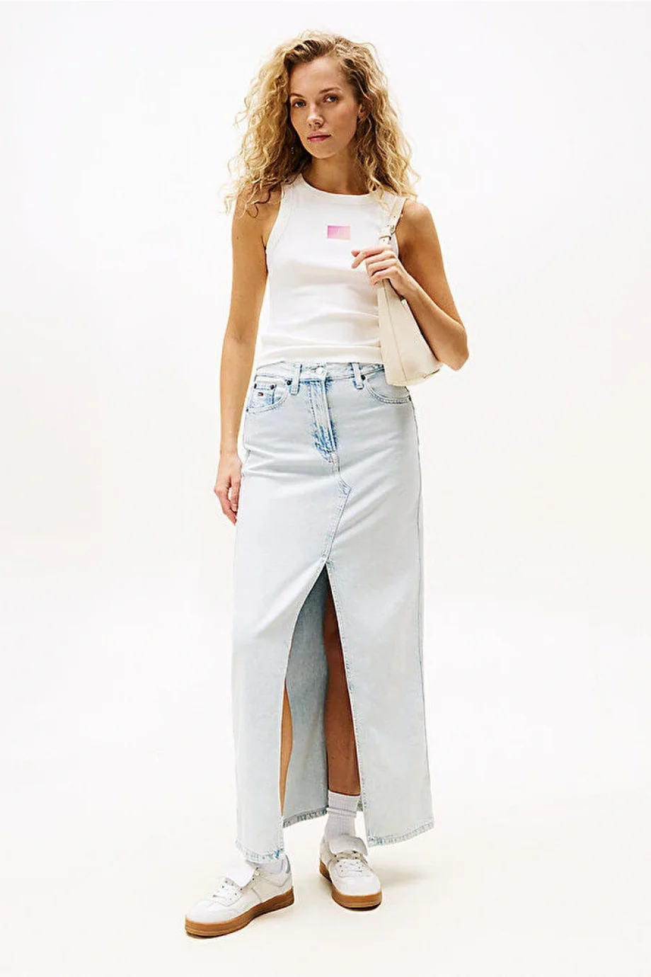 Tommy Hilfiger TJW SLIM GRADIENT FLAG TANK Kadın Beyaz  Atlet  DW0DW20920YBL