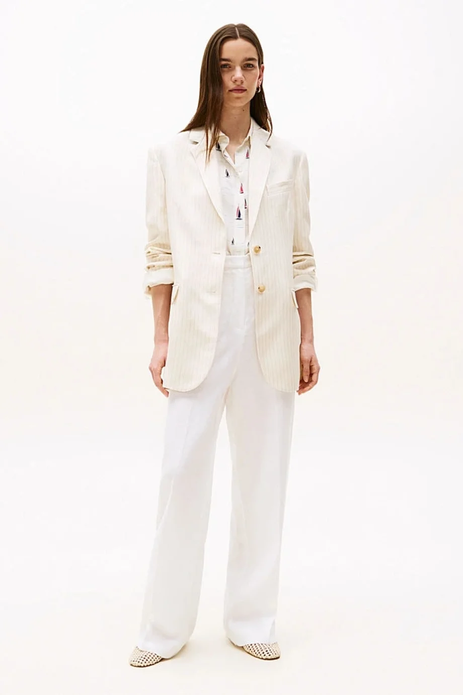 Tommy Hilfiger VISCOSE LINEN RELAXED SB BLAZER Kadın  Blazer Ceket WW0WW4616703N