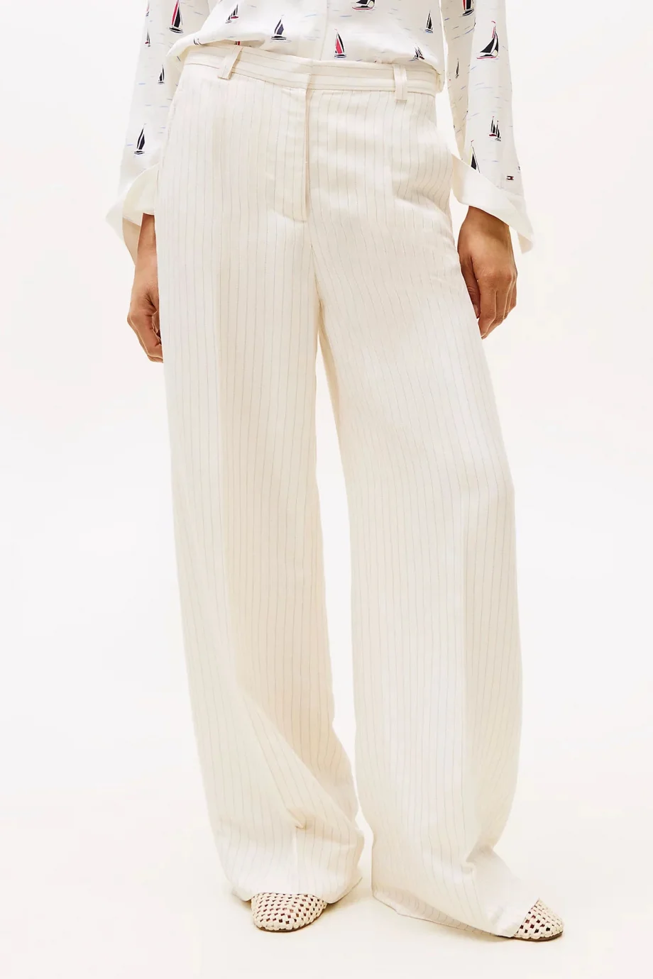 Tommy Hilfiger VISCOSE LINEN WIDE LEG PANTS Kadın  Pantolon WW0WW4546403N