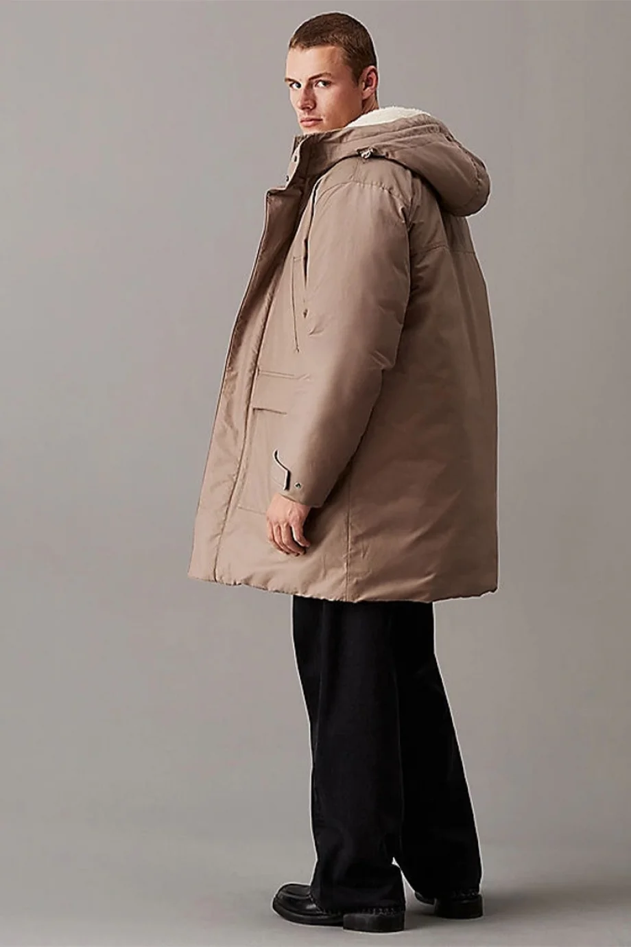 Calvin Klein WARM COTTON NYLON LONG PARKA Erkek GRİ Mont J30J326082-PAV