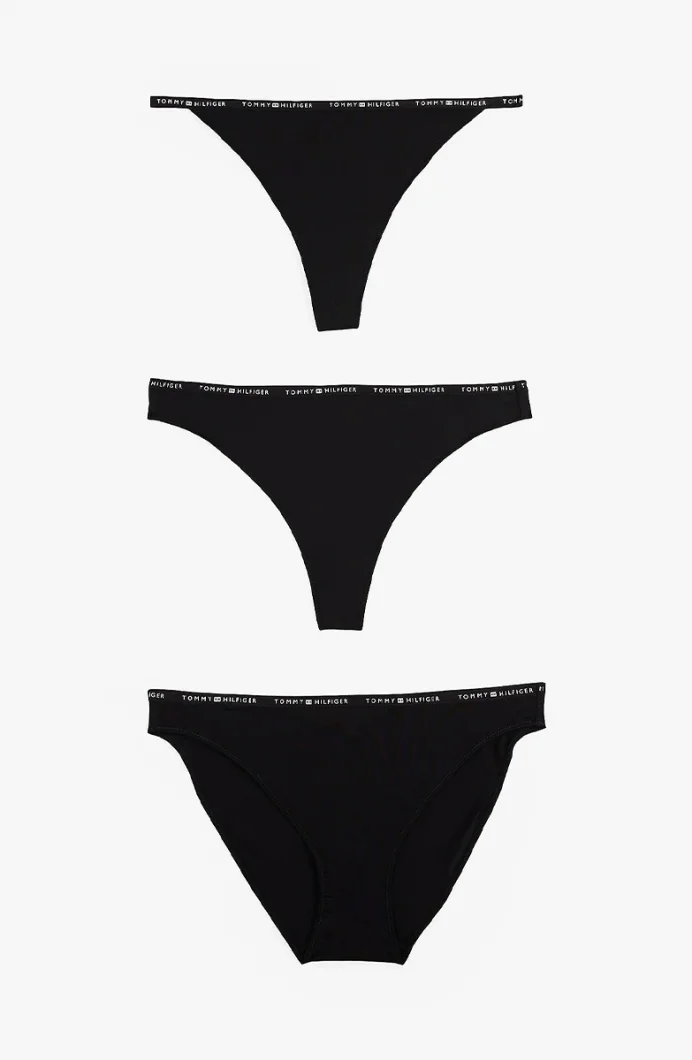 Tommy Hilfiger 3 PACK MULTI SHAPE BOTTOM Kadın siyah İç Çamaşırı UW0UW057560V2