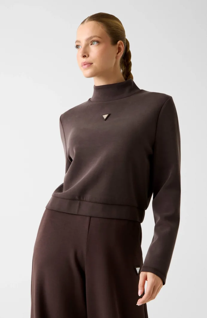 Guess Olympe Yüksek Yaka Kadın Kahverengi Sweatshirt V4YQ05KCAY2-A10K