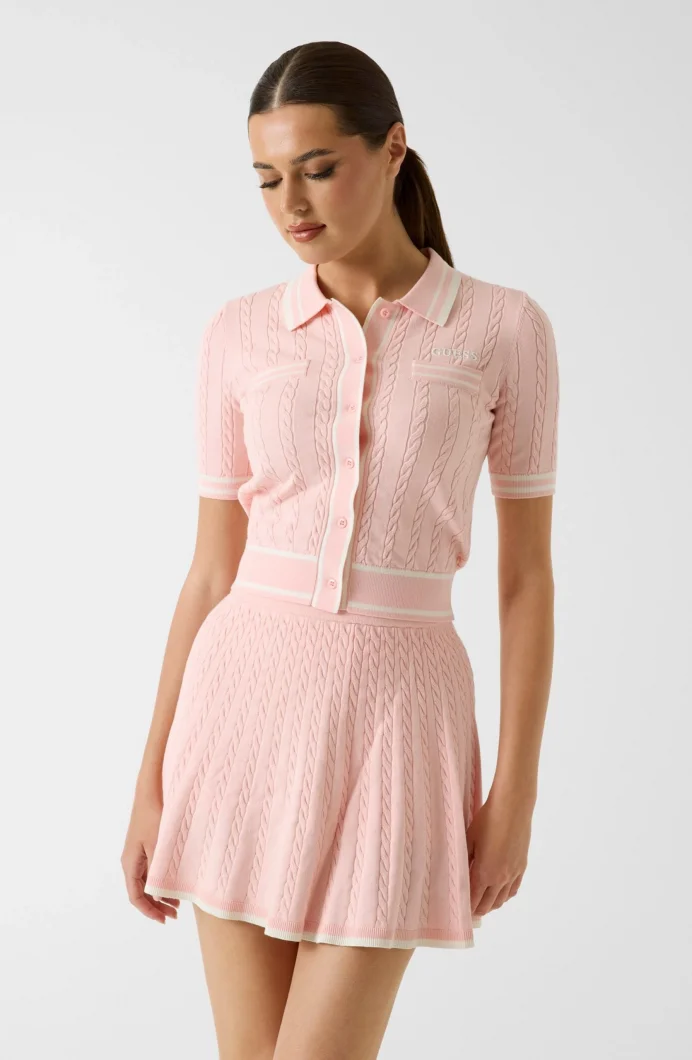 Guess Shari Polo Hırka Triko Kadın Pembe Hırka V6RR02Z4652-G66E