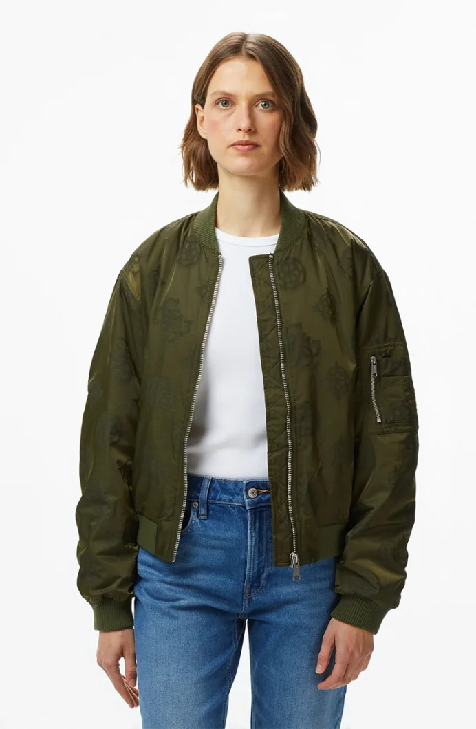 Guess Philomene Kadın Yeşil Bomber Ceket W5YL08WHDK2-G896