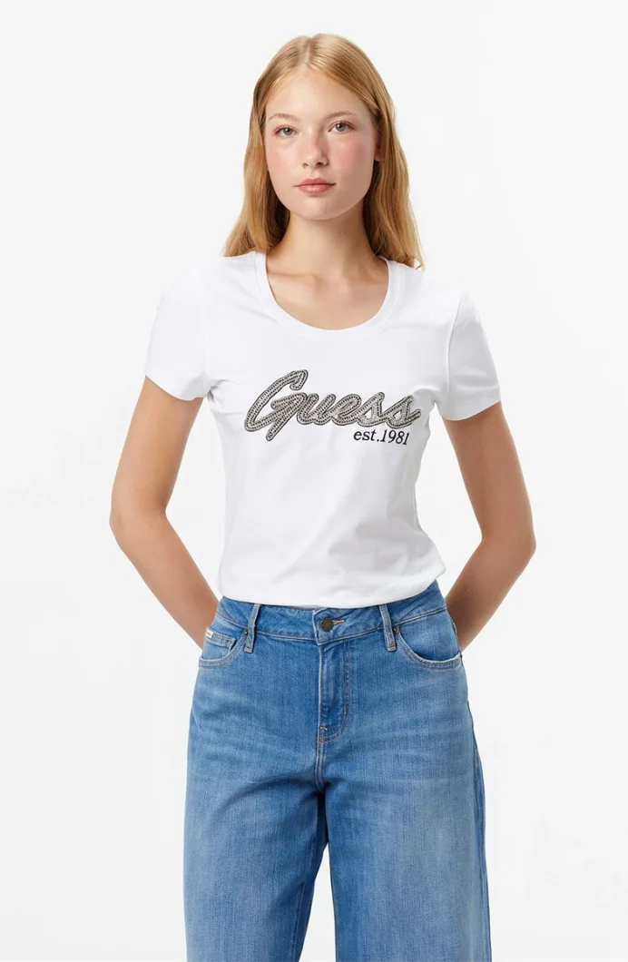 Guess Hot Kadın Beyaz Slim Fit T-Shirt W5YI16J1314-G011