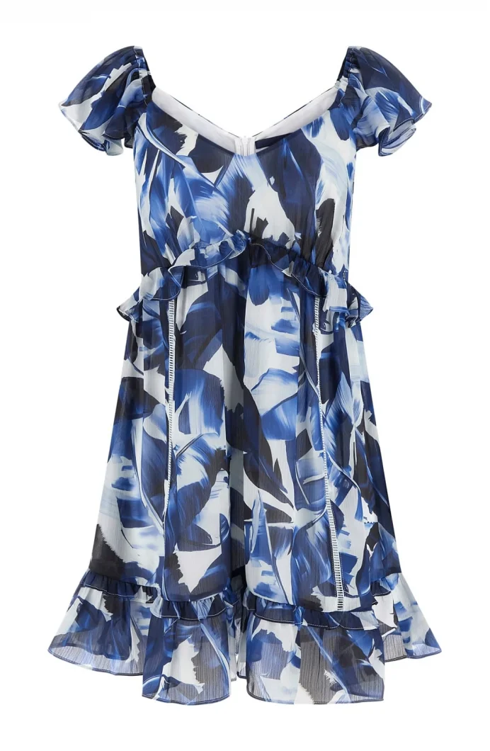 Guess Kısa Kollu Orsola Çan Kadın Lacivert Elbise W6GK30W1819-PMIB