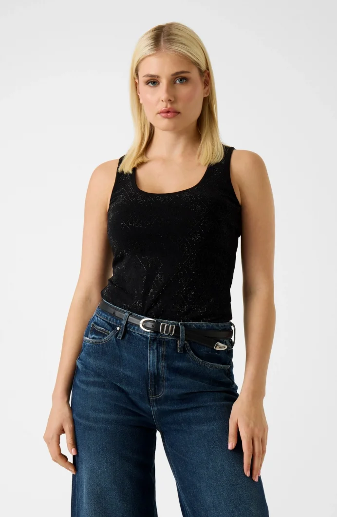 Guess Kolsuz Tamamı 4G Logolu Kadın Siyah Top W6GP10K2932-JBLK