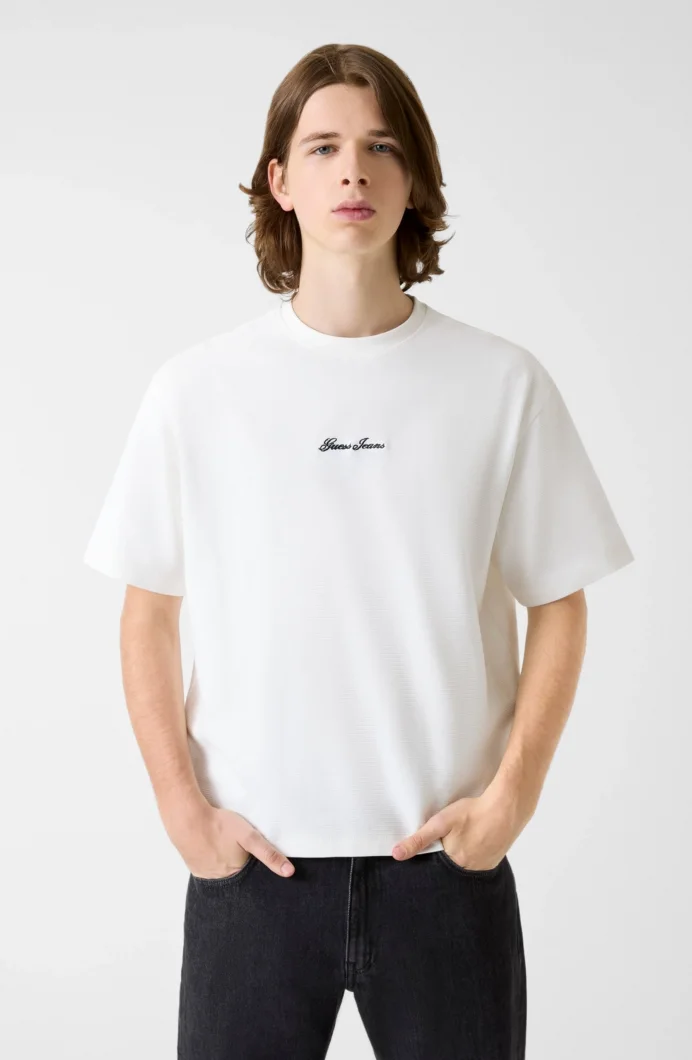 Guess GJ Kısa Kollu Kutulu Kesim Kısa Ottoman Erkek Beyaz Top M6RP14KD461-G046