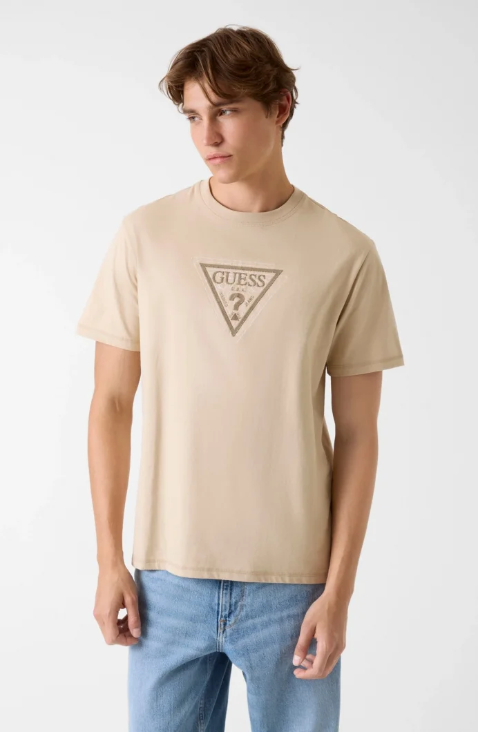 Guess Kısa Kollu Bisiklet Yaka Terry Logolu Erkek Kahverengi T-shirt M6RI23K8FQ4-G1DR